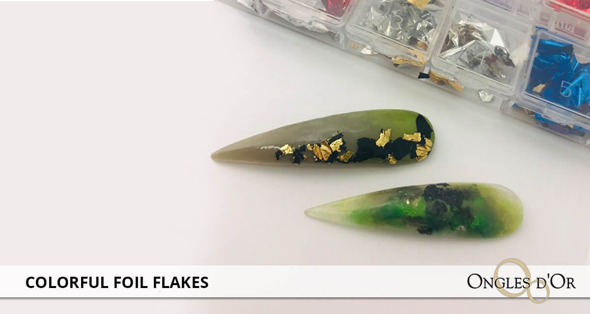 How to apply colorful foil flakes