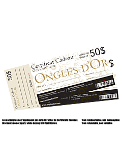 Certificat Cadeau de 50.00$