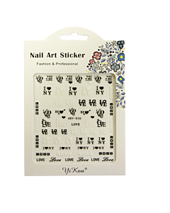 3-D Nail Sticker model Love ADY-036 Black/White (Super-thin)