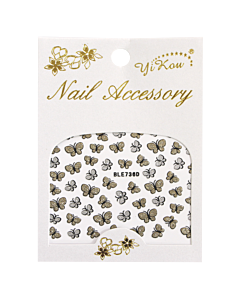3-D Nail Sticker model Butterfly Silver/Gold BLE736D
