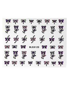 Décalques 3-D modèle Papillon Rose, Mauve et Argent BLE812D