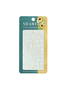 3-D Nail Sticker model White Buterflies & Flowers 5D-K029
