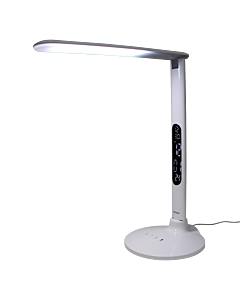 LED Table Lamp - 10 Watts - White with LCD Display and 3 Light Color Temperatures 110 V