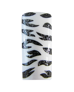 Decorative Nail Tips Half Well Zebra Black on White (70) (PDFL13