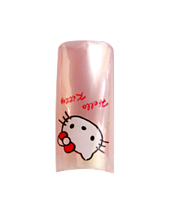 Decorative Nail Tips Half Well Hello Kitty Pink Background (70)
