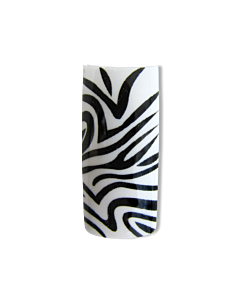 Decorative Nail Tips Half Well Zebra Black on White (70) (PDFL38