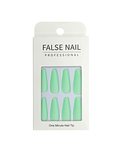 Press-On Nails - False Nail Professional Matte Green Coffin 24pcs