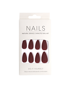 Press-On Nails Matte Red Almond 24pcs