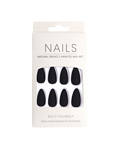 Press-On Nails Amande Noir Mat 24pcs
