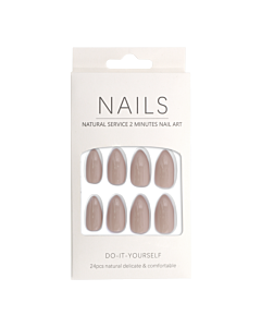 Press-On Nails Shiny Taupe Almond 24pcs