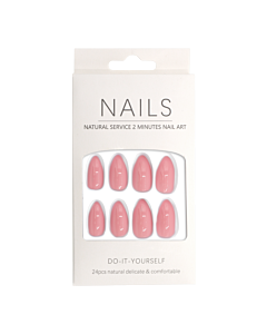 Press-On - Nails Shiny Antique Pink Almond 24pcs