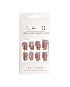 Press-On - Nails Shiny Bow Almond 24pcs