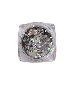 Nail Art Glitter Circles - Holographic Silver