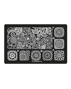 Plaque de Stamping XL Rectangulaire Flowers-18 (6,5'' x 4'')