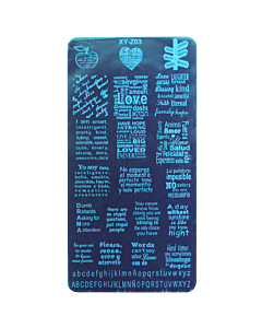 Plaque de Stamping XL Rectangulaire Écriture XY-Z03 (6cm x 12cm)