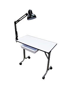 Manicure Table Foldable with Lamp - White (Rectangular)
