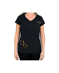 T-Shirt Ongles d'Or Noir Col en V Large