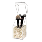 Dust Proof Acrylic Brush Holder with White Pearls 10x10x21cm