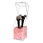 Dust Proof Acrylic Brush Holder with Pink Pearls 10x10x21cm