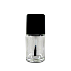 Bouteille Vide en Verre Clair + Pinceau + Bouchon Noir 15 mL