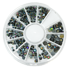 Stone wheel - round shape - black holographic (1-3mm)