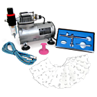 Ensemble d'Aérographie Compresseur, Fusil et Pochoirs 110V