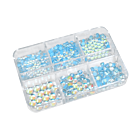 Nail Art Kit - Light Blue AB Half Peals Mermaid Stones (6 S