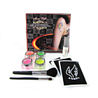 Body Temporary Tattoo Kit Moon Light 4 colors 10 Stencils Fluo.