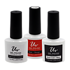 Ensemble Vernis UV - Base coat, couleur rouge et top coat