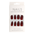 Press-On Nails Shiny Brick Red Almond 24pcs