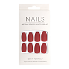 Press-On Nails Carré Arrondi Rouge Cerise Mat 24pcs