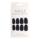 Press-On Nails Matte Black Rounded Square 24pcs