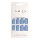 Press-On Nails Carré Arrondi Bleu Pâle Mat 24pcs