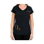 T-Shirt Ongles d'Or Noir Col en V Large