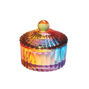 Contenant Cristal pour Poudre Rond Ligné Multicore (40mm)