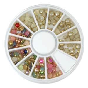 Stone Wheel - Rounded pearl Shape - Multicolor with gold stroke
