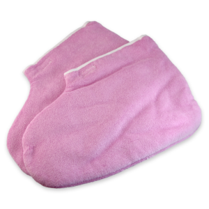 Pair of pink paraffin terry bootie