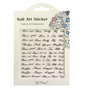 3-D Nail Sticker model Wrinting ADY-032 Black (Super-thin)