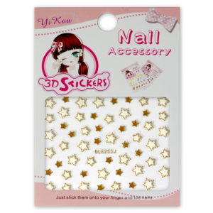3-D Nail Sticker model Stars White/Gold BLE253J