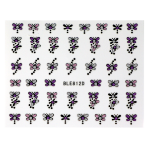 3-D Nail Decals Butterfly Pink/Purple/Silver