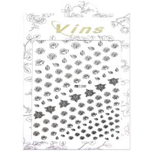 3-D Nail Sticker model Flower/Rose F109 Black