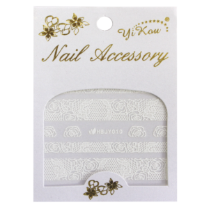 3-D Nail Sticker Lace White