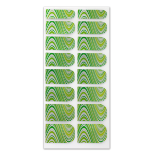 Nail Wrap Foil Stickers - Curves - Green/Yellow/Silver #106