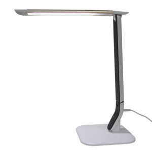 Lampe de table LED 10 watts blanche et argent