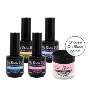 Oh Blush Gel Trial Kit including Base, Nail Prep, Dipping, Top Coat and 1 powder of your choice