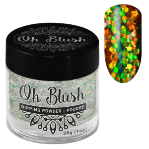 Oh Blush Powder 263 Glowing Leaves (1oz), Collection Chalet Escape, Glowing Leaves, green, orange, glitters