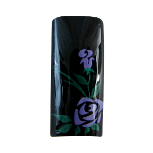 capsules ongles Fleurs Mauve sur Noir