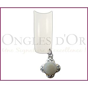 Nail Percing, Silver Medallion Pearly Stone (PO143)