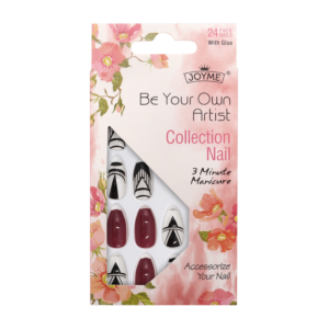 Press-On Nails - Joyme Black/Clear/Brick Red 24pcs