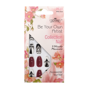 Press-On Nails - Joyme Noir/Transparent/Rouge Brique 24pcs